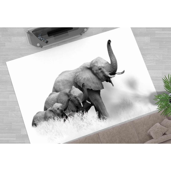 Elephant Family Rug, Man Cave Rugs, Elephant Rug, Animal Rugs, Luxury Rug, Colorful Rug, Popular Rug, Area Rug, Cool Rug, Stair Rug, 2.6'x5' - 80x150 cm