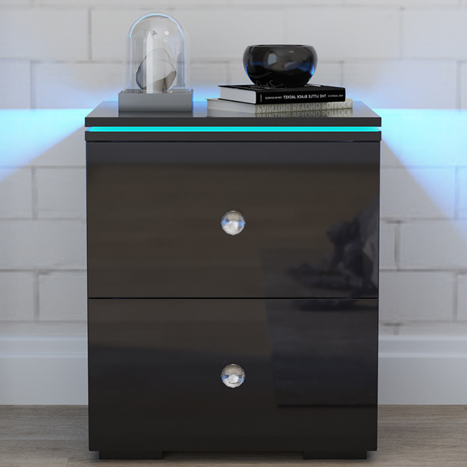 UWRNite LED Nightstand Modern Nightstand with LED Light Low Profile