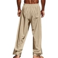 thumbnail image 4 of TANBOM Men's Wide-Leg Straight Casual Pants Drawstring Side Buttons Khaki 1-Pack XL, 4 of 4