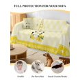 thumbnail image 4 of Lemon Gnomes Sofa Covers for 2-3 Cushion Couch L-Shaped Sectional, Summer Botanical Fruit Leaf Yellow Lattices Washable Sofa Covers Slipcover for Living Room Furniture, Couch Cover Blanket 71"x134", 4 of 9