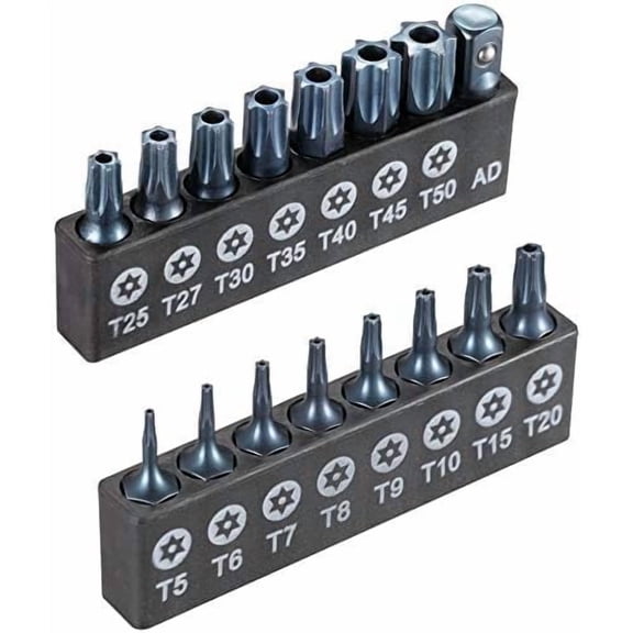 16-Piece Security Torx Bit Set T5-T50, Tamper Resistant Star Bits Set S2 Steel with a 1/4" Adaptor$$Tools & Hardware Other