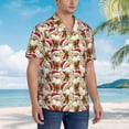 thumbnail image 3 of Balery Christmas Hat bear Camisas hawaianas de manga corta para hombre, camisas playeras de corte holgado, camisas de vacaciones con botones,Medium, 3 of 7