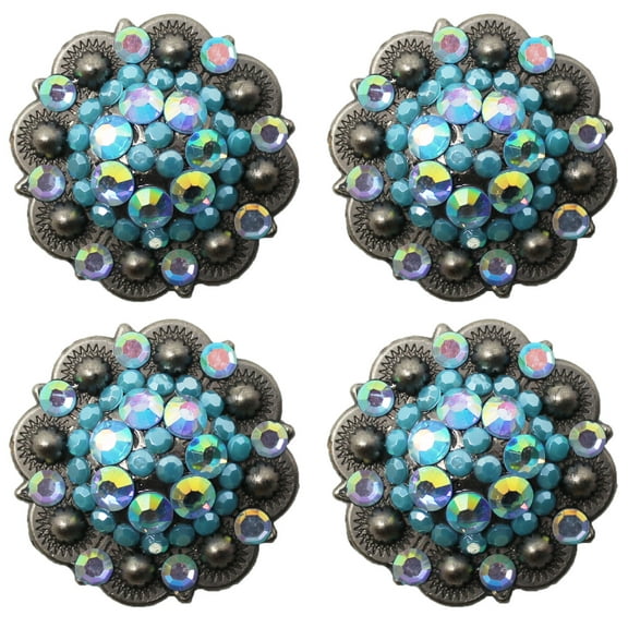 4 Conchos Rhinestone Horse Saddle Western  Berry Turquoise CO94