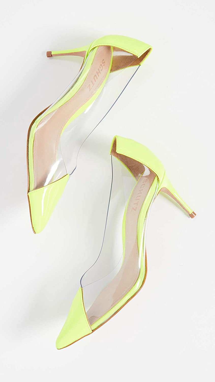 Amazon.com | Cape Robbin Macaroon Neon Pink Stretch Strap Lucite Clear High  Heel Mule Sandals (Neon Pink, 6.5) | Heeled Sandals