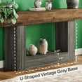 thumbnail image 5 of 63" Farmhouse Console Table - Rustic Brown Grain Top & Vintage Gray U-Shaped Base, E1 MDF with Lower Shelf, Versatile for Entryway, Living Room, Behind Couch, TV Stand, 5 of 6