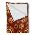 thumbnail image 2 of Colorful Soft Flannel Fleece Blanket, Retro Tribal Motifs from Concentric Asymmetrical Circles Shapes, Cozy Plush for Indoor and Outdoor Use, 50" x 60", Burgundy Marigold and Cream, by Ambesonne, 2 of 5