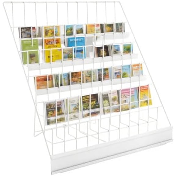 6 Tier Wire Countertop Rack Wide Wire Magazine Rack Tabletop Display Stand Comic Book Holders- Holds Magazines, Brochures, Book, CDs (White)$$Furniture