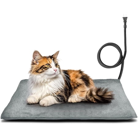 Outdoor Pet Heating Pad for & , Multi-Size Heated Bed for Outside, Pet Heater Warmer Mat Blanket with Resistant Cord for Senior House Whelping Box,Gray,16" x 28"