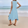 thumbnail image 6 of Women's Swimsuit Coverup Casual Sleeveless V Neck Beach Long Dress Summer Solid Color Irregular Hem Loose Mid Dress, 6 of 8