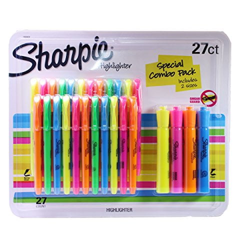 Sharpie Highlighters Assorted Colors, Includes 2 Sizes, 27 Piece