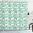 thumbnail image 1 of Ambesonne Cartoon Shower Curtain, Harp in Sky Print Clouds, 69"Wx84"L, Earth Yellow Seafoam, 1 of 3