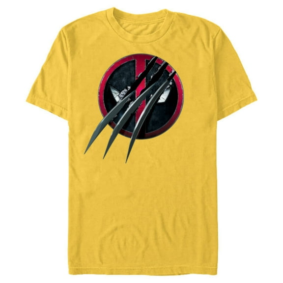 Marvel Studios Deadpool & Wolverine Slashed Icon with Claws- Short Sleeve Blended T-Shirt for Adults - Customized-Yellow
