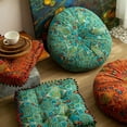 thumbnail image 2 of New Boho Seat Cushion Cotton Linen Fabric Floor Cushion Home Mat Large Round Cushion Thickened Soft Square Office Chair Cushion (Orange Round), 2 of 7