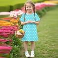 thumbnail image 5 of Summer Dresses for Girls 3-12 Years Toddlers Kids Cute Polka Dot Printed Short Sleeve Crewneck Loose Pullover Hiking Midi Dress, 5 of 8