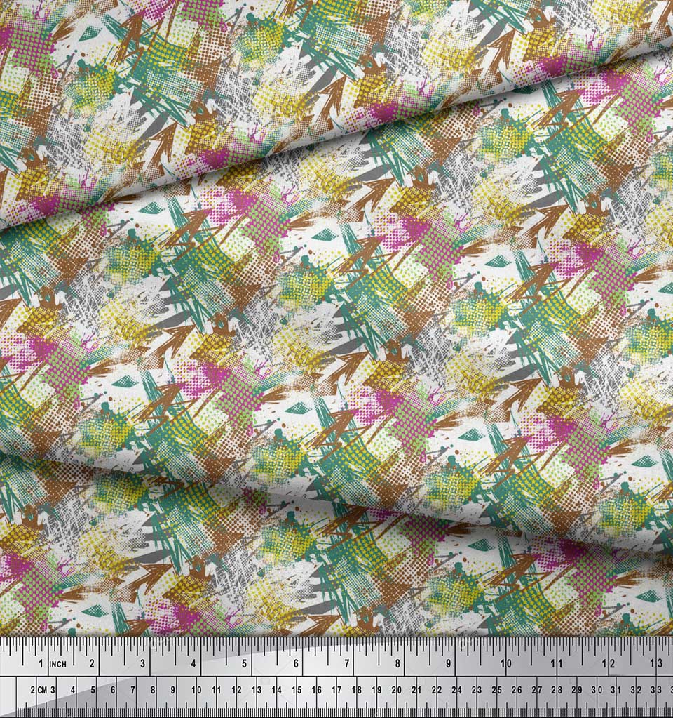 Soimoi Brown Velvet Fabric Star & Brush Stroke Abstract Fabric Prints By Yard 58 Inch Wide