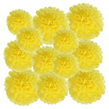 Uxcell 4"/6"/8" Tissue Pom Poms Paper Flowers Ball Wedding Party Decoration, Yellow 12 Pack