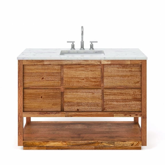 Water Creation Oakman 48 In. Single Sink Carrara White Marble Countertop Bath Vanity