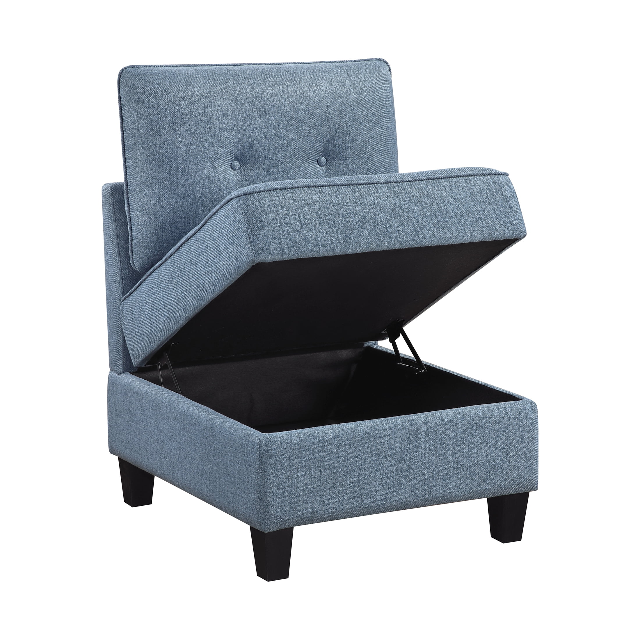 OakvillePark Silvercross Textured Fabric Armless Chair with Storage, Module for Modular Sectional Sofa, Blue