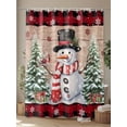 thumbnail image 4 of Fsddascl Christmas Snowman Shower Curtain Set - 72" x 78" Washable Bathtub Curtain with 12 Hooks, Xmas Tree Red Buffalo Plaid Wooden Waterproof Fabric Stall Shower Curtains for Bathroom/Bathtub, 4 of 6