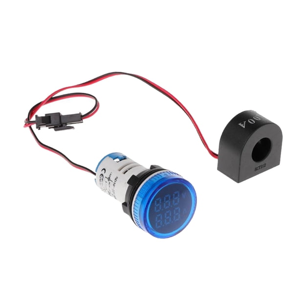 Medidor de voltaje de CA Digital Billuyoard ABS reemplazo eléctrico 0-100A profesional 50-500V 22mm amperímetro de medición Decoración del hogar Azul
