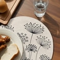 thumbnail image 3 of Farmhouse Dandelion Round 13 Inch Placemats Set of 6, Spring Modern Country Flower Black Beige HeatResistant Non Slip Place Mats for Dining Table, Wipeable Braided Kitchen Table Mats for Housewarming, 3 of 9