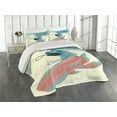 thumbnail image 2 of Ambesonne Girls Quilted Coverlet 3 Pcs, Gothic Mermaid Portrait, Queen Size, Cream Teal Pink, 2 of 4