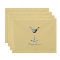 Simply Daisy, 18 x 14 Inch Martini Glass Happy Hour Geometric Print Placemat (set of 4), Yellow