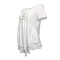 thumbnail image 3 of MORTTIC Women's Solid Color Button Front Tunic Top, Casual Loose Fit Crew Neck Summer Blouse T-Shirt, White, XXL, 3 of 6