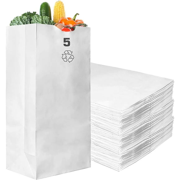 Lunch Paper Bags, White, 100 Pieces