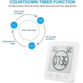 thumbnail image 4 of Reloj de baño, alarma digital LCD con reloj de ducha táctil a prueba de agua, humedad de temperatura, temporizador de cuenta regresiva, 3 métodos de montaje, alimentado por batería (con kaili Sencillez, 4 of 5