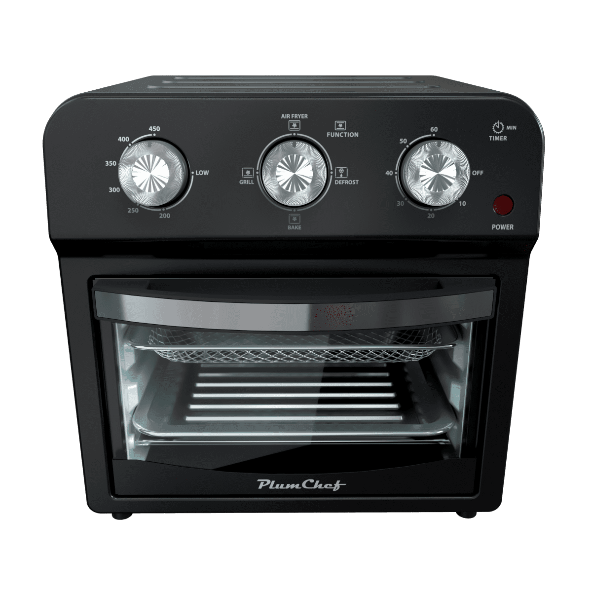 Black 12.5 Quart 7-in-1 Air Fryer Convection Toaster Oven - 1500W 4 Cooking Modes Stainless Steel