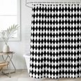 thumbnail image 3 of Shower Curtain Black Diamond Plaid Bathroom Curtains with Hooks, Waterproof Fabric White Geometric Check Bath Shower Curtains Set for Bathroom Bathtubs Decor 36x72 Inch, 3 of 8