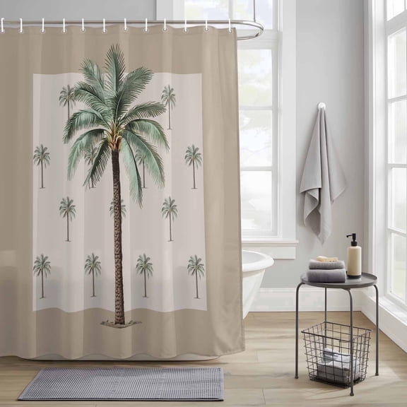 Bedliving Shower Curtain for Bathroom with 12 Hooks Waterproof Fabric, Coconut Palm Trees, 72" x 72"