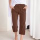 thumbnail image 2 of Pantalones de cintura alta y pierna ancha con cordón para mujer - Pantalones rectos elásticos de poliéster con bolsillos, 2 of 5