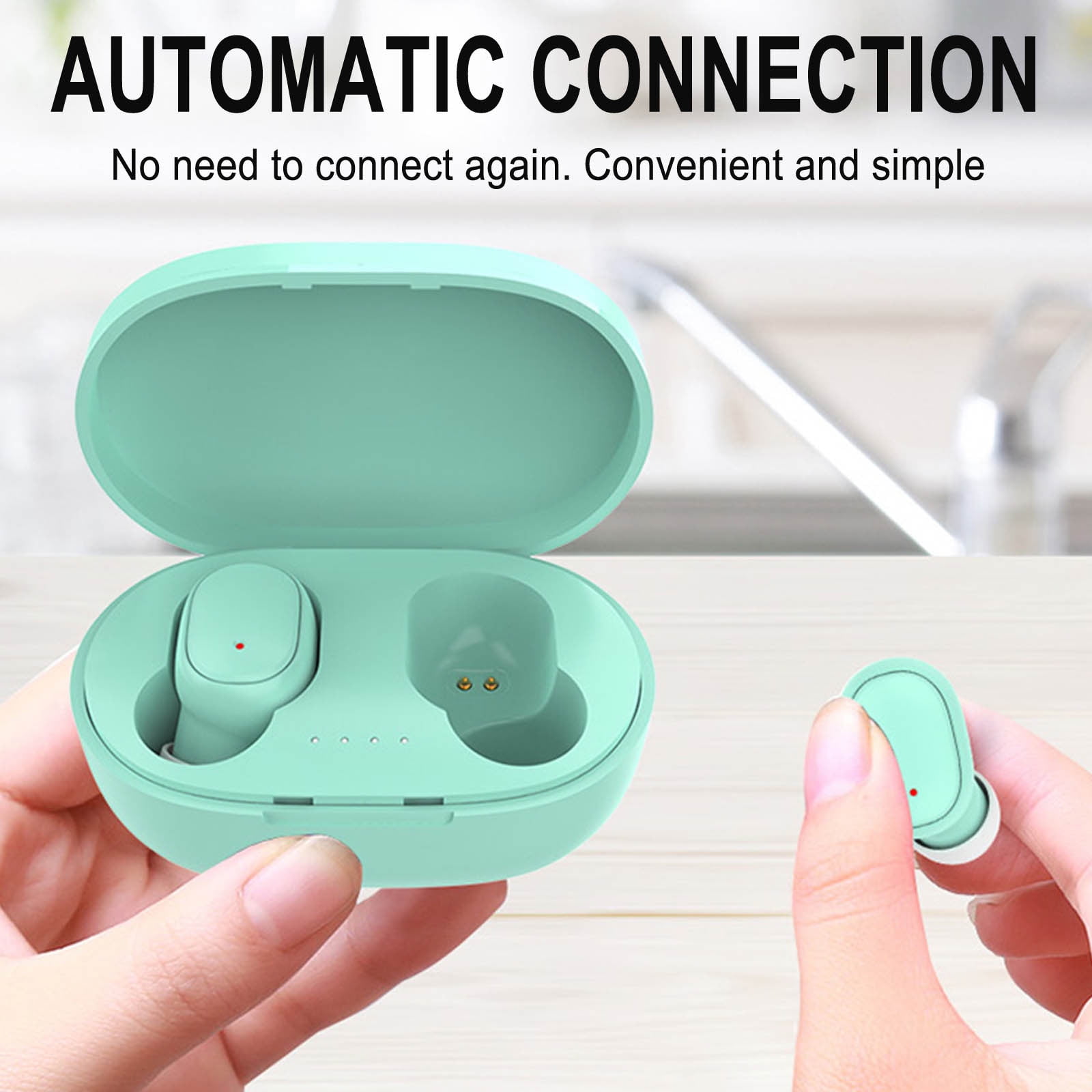 MORESEC under $5 5Pcs Wireless Bluetooth Earbuds, TWS Wireless Bluetooth Earbuds, Mini In Ear Headphones with Charging Case, IPX4 Waterproof Sport Earphones, HiFi Stereo Sound for Phone