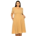 thumbnail image 3 of MOA Collection Women's Plus Size Dress with Puff Sleeves and Keyhole Front Casual Chic with Side Pock, 3 of 5
