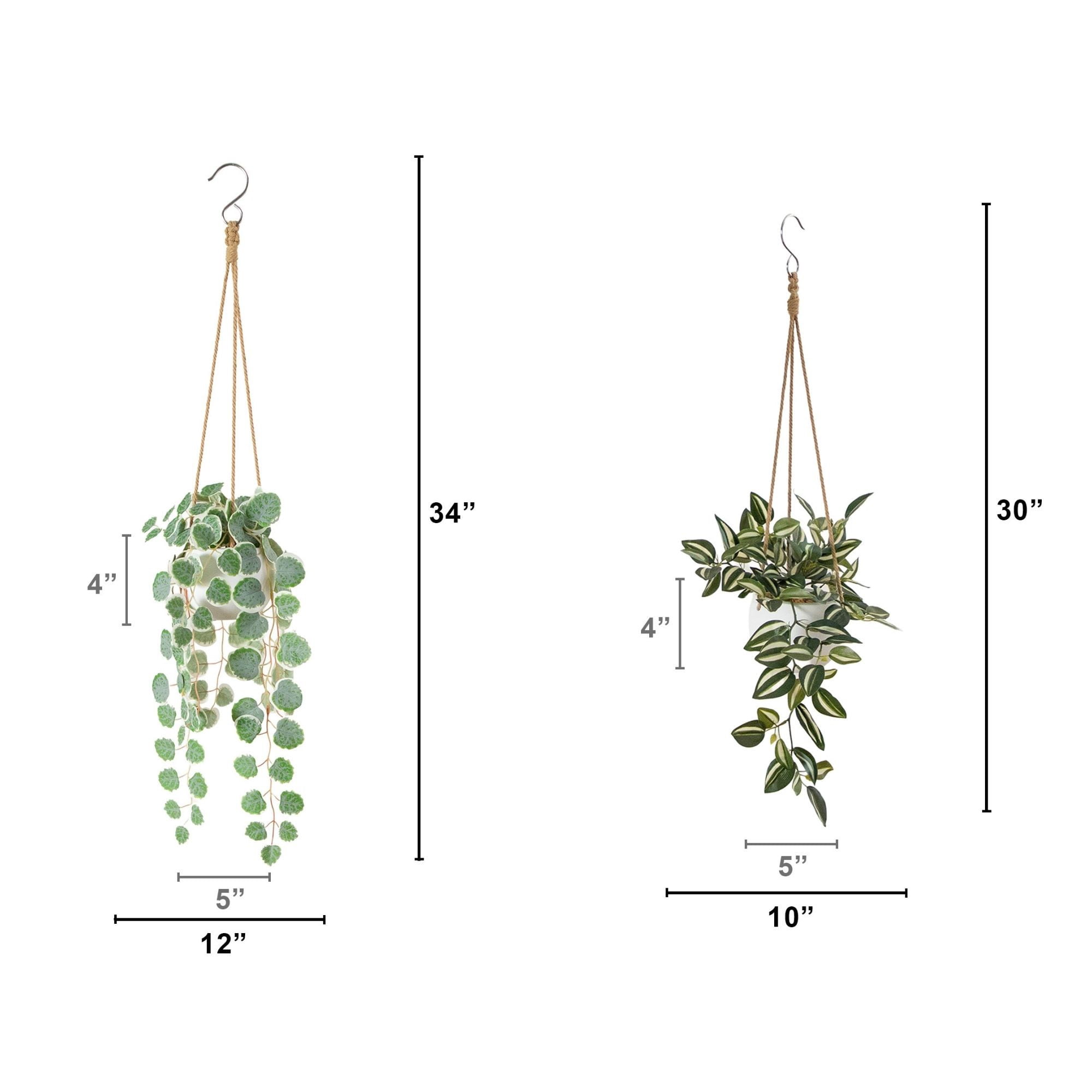 Artificial Wandering Jew & String of Hearts Hanging Plant - Set of 2