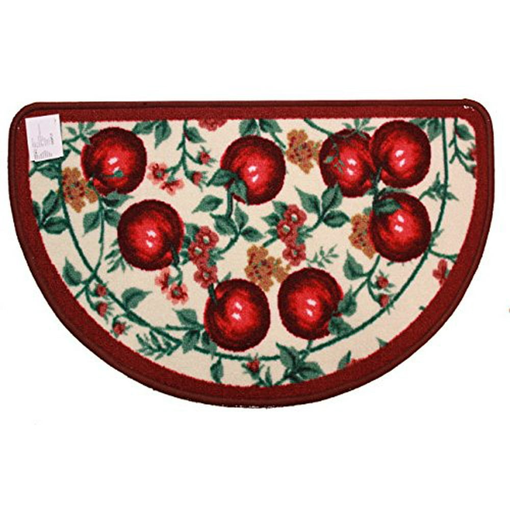 Kashi Home DShape Mat with Latex Back Red Apple Series Kitchen Rug, 18