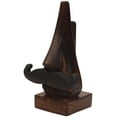 thumbnail image 3 of Benzara Hand Carved Wooden Nose Shaped Spectacle Holder With Mustache, Brown, 3 of 5