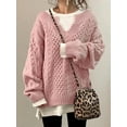 thumbnail image 1 of Pulls pour Femmes Tricot Chaud Manches Longues Col Mi-Ouvert Hauts Tricot Rétro Bureau Dame Pulls Automne Hiver, 1 of 7
