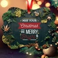 thumbnail image 2 of Soul Décor Christmas Ornaments Tree Decoration, May Your Christmas Be Merry & Bright Ornament, Large 3.75" Rectangle Metal Ornament, Velvet Pouch Included, 2 of 7
