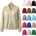 thumbnail image 2 of Hvogkswy Zip Up Jackets for Women Solid Color Long Sleeve Collared Jacket Lightweight Windbreaker Stylish Outdoor Sports Jacket, 2 of 7