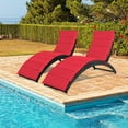 thumbnail image 1 of Costway 2PCS Folding Patio Rattan Lounge Chair Chaise Cushioned Portable Garden Lawn Red, 1 of 10