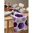 thumbnail image 6 of nqOlkjepod Purple Geometric Table Runner 72 Inches Long Farmhouse Dress Scarves, Gold White Hexagon Modern Dining Tablerunner for Coffee Table/Kitchen Island/Party Décor, 14" x 72", 6 of 8