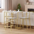 thumbnail image 3 of Comedor Compacto de 3 Piezas - Mesa con Repisas Integradas y 2 Sillas Acolchadas en Cuero PU - Diseño para Apartamentos, Cocinas Pequeñas o Comedores - Mármol Blanco y Dorado, 3 of 8