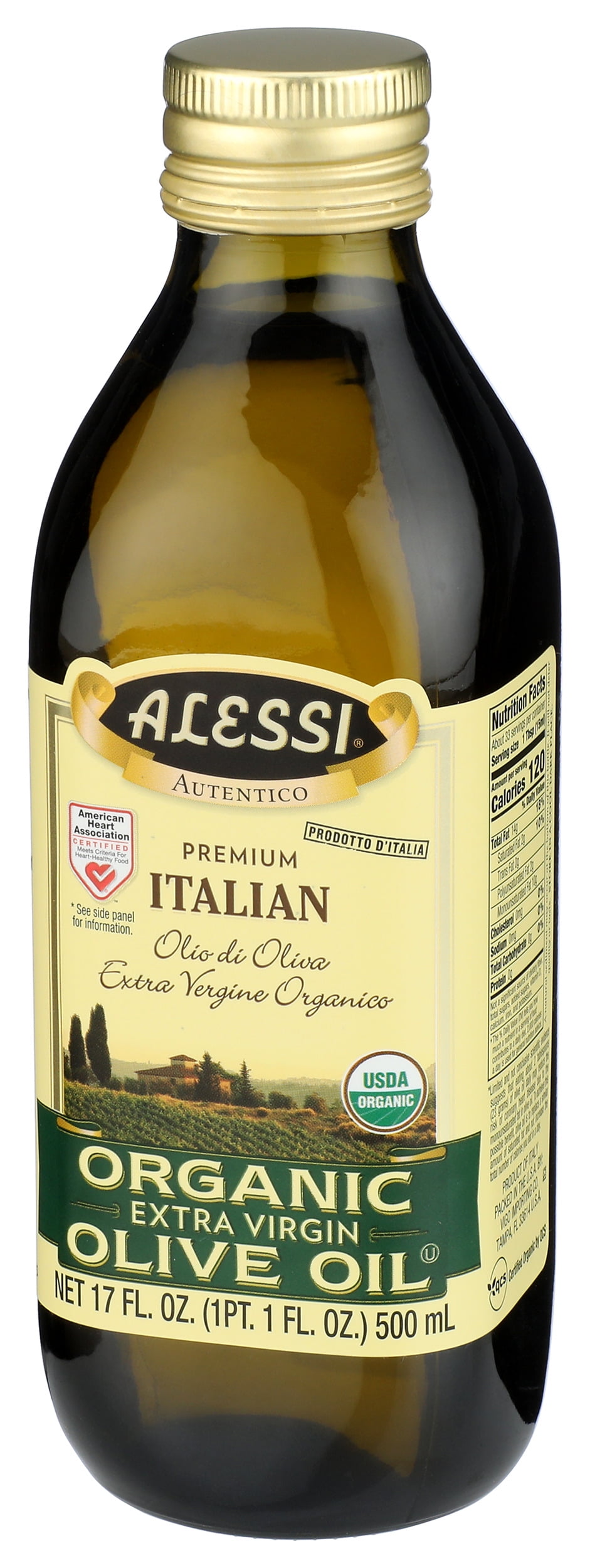 (Pack of 8), Alessi Italian Organic Extra Virgin Olive Oil, 17 fl oz