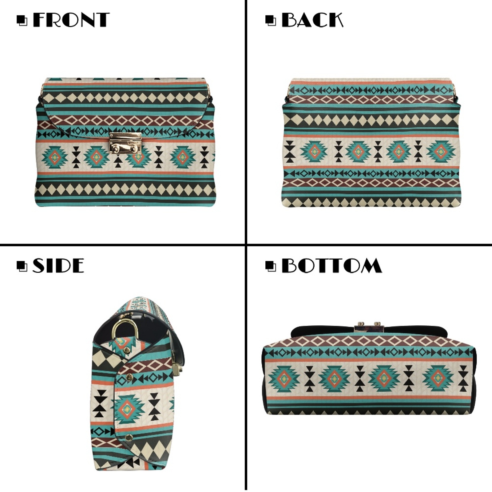 SCRAWLGOD American Tribal Print Blue PU Leather Small Womens Crossbody Bag Lightweight Trendy Shoulder Handbag Mini Purse With Detachable Chain for Women Casual