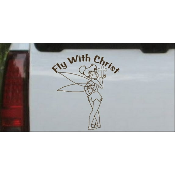 Tinkerbell Fly With Christ Car or Truck Window Decal Sticker