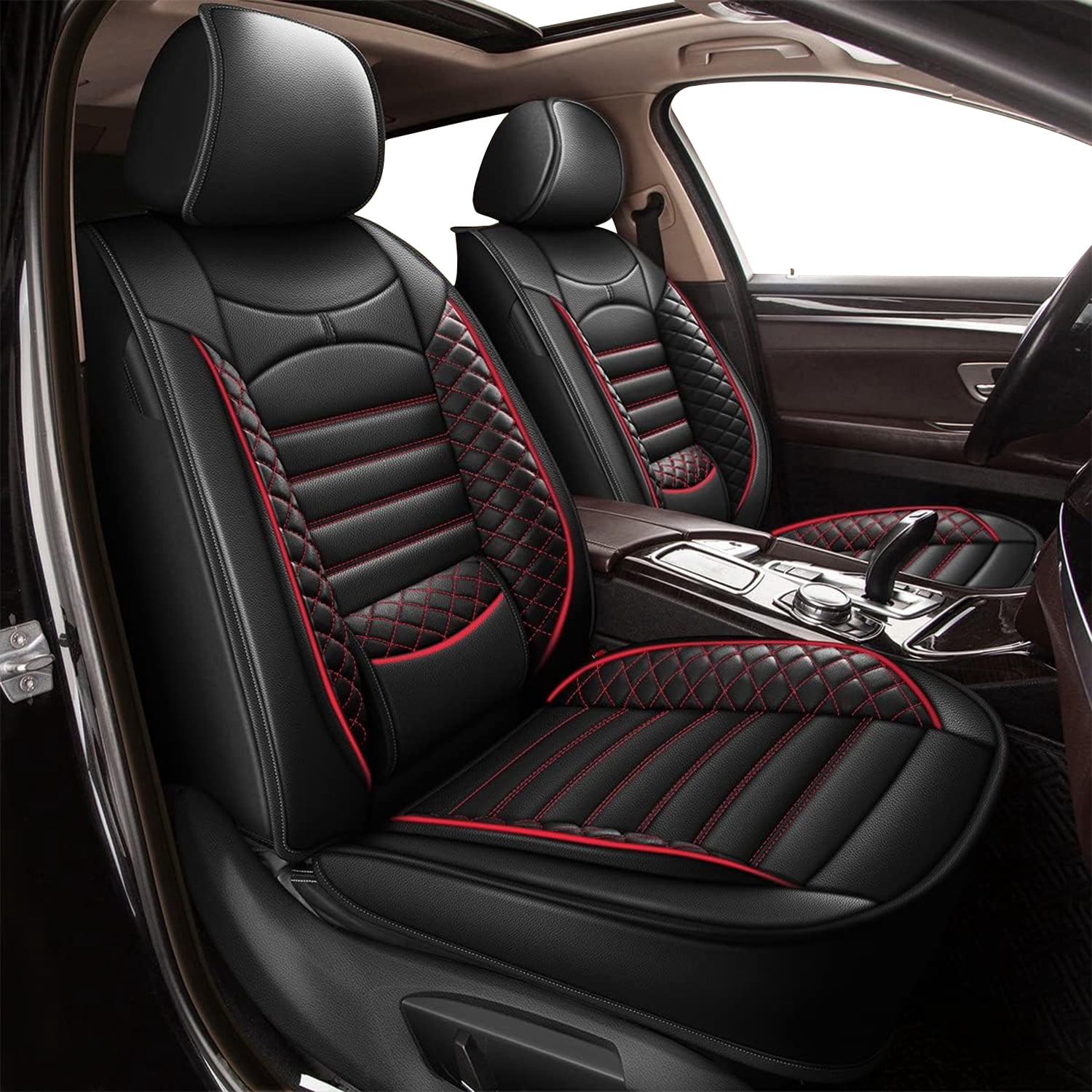 Car Seat Covers for Buick Enclave 2017-2025 Waterproof Car Seat Covers Cushion Protector with Lumbar Support Red,Front Set(2 Seats)