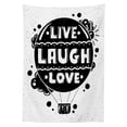 thumbnail image 3 of Ambesonne Live Laugh Love Tablecloth Rectangular Table Cover, Air Balloon Sun, 60"x90", Black and White, 3 of 4